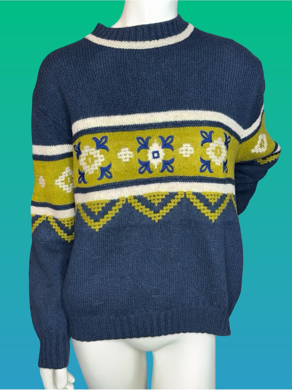 Vintage United Colors of Benetton Shetland Wool Sweater Made in Italy Size M